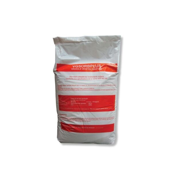 Granulé absorbant végétal ignifugé