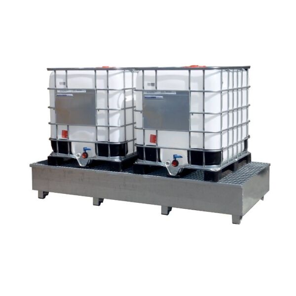 Bac de rétention en acier pour 2 cuves