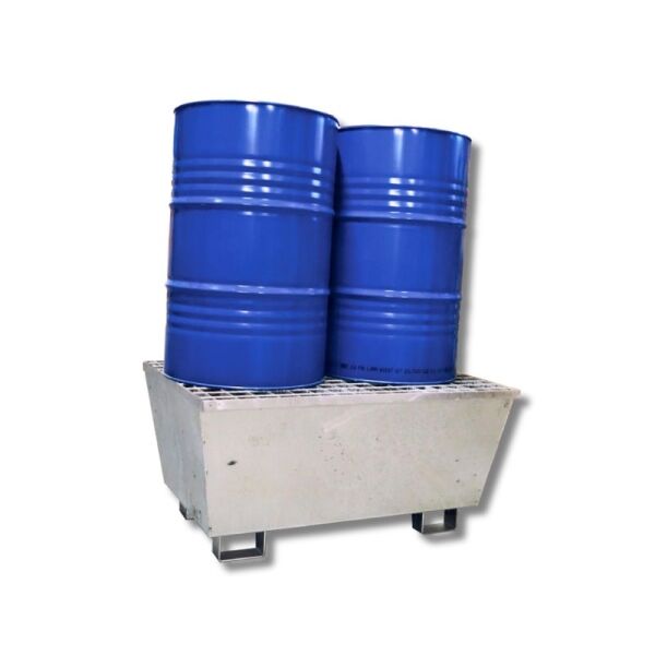 Bac de rétention en acier pour 2 fûts