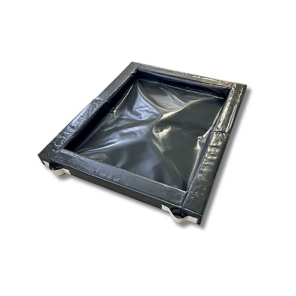 Bac de rétention souple a mémoire de forme avec poignées